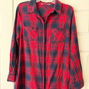 Red and Navy Buffalo Check Dress